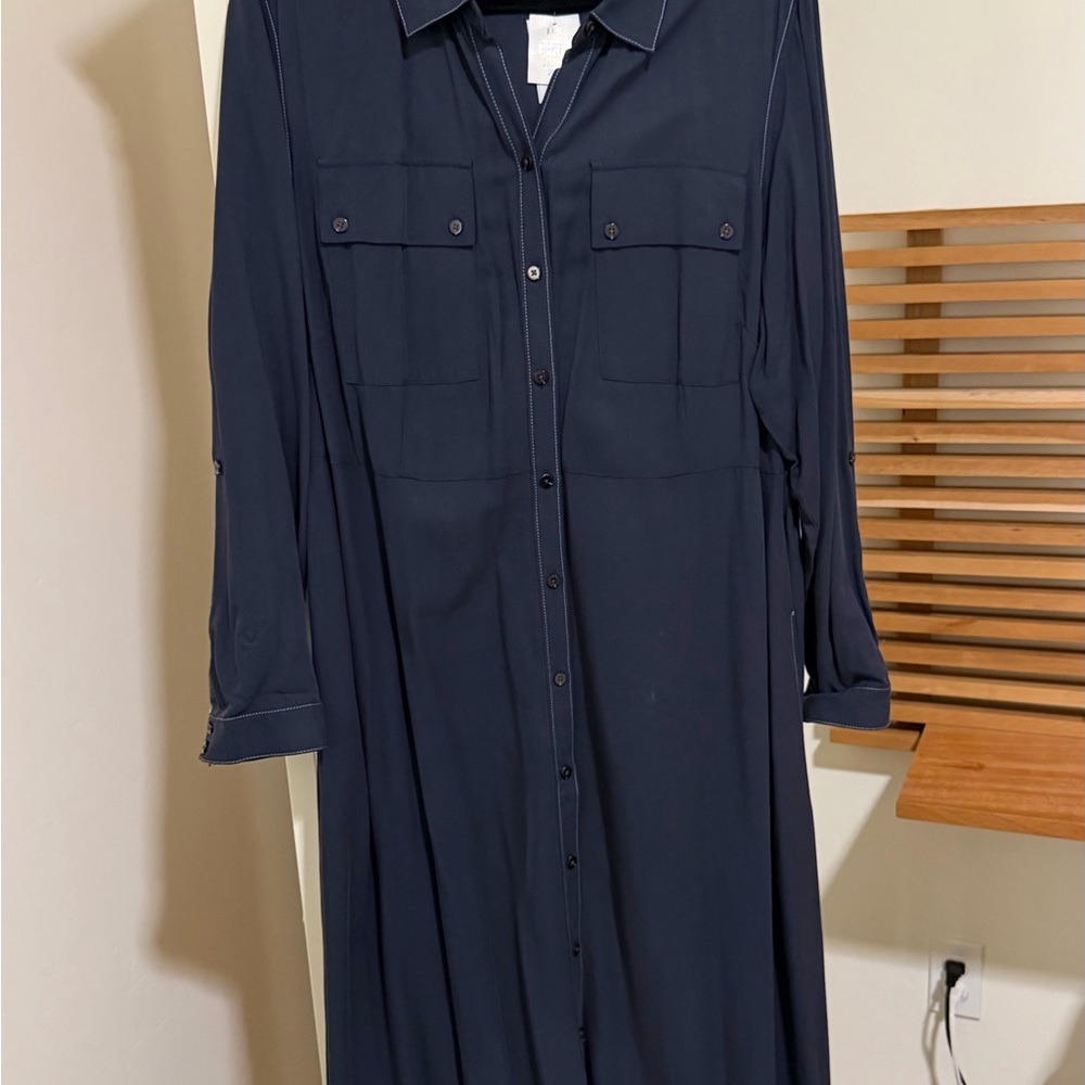 J Jill Navy Shirt Dress NWT - 2x - Picture 2 of 6